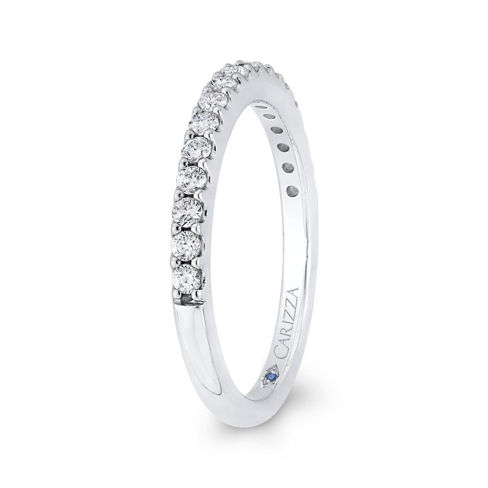 Round Diamond Half-Eternity Wedding Band in 14K White Gold