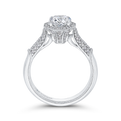 Round Halo Diamond Vintage Engagement Ring in 14K White Gold (Semi-Mount)