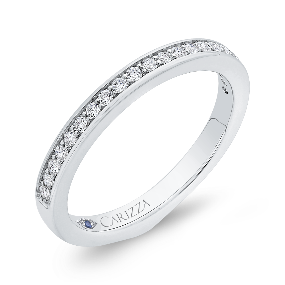 Round Diamond Half-Eternity Wedding Band in 14K White Gold