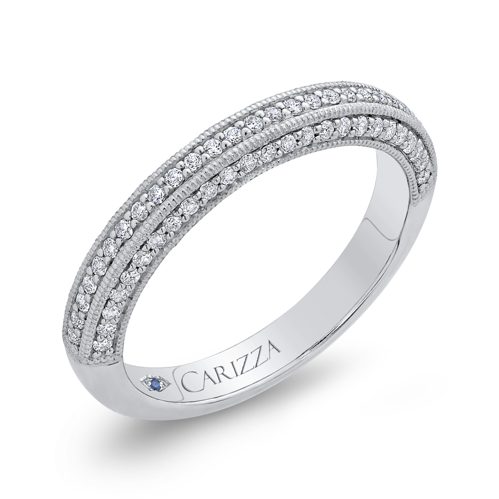 Round Diamond Half-Eternity Wedding Band in 14K White Gold