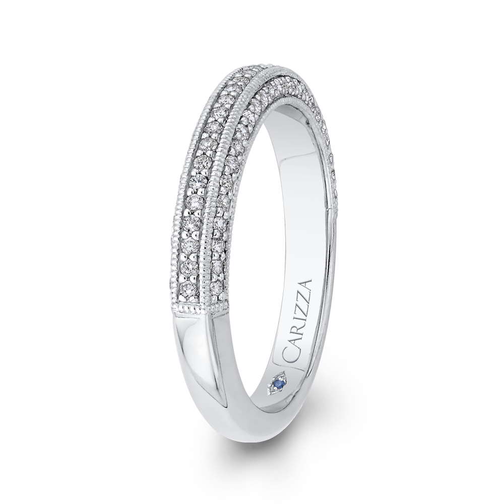 Round Diamond Half-Eternity Wedding Band in 14K White Gold