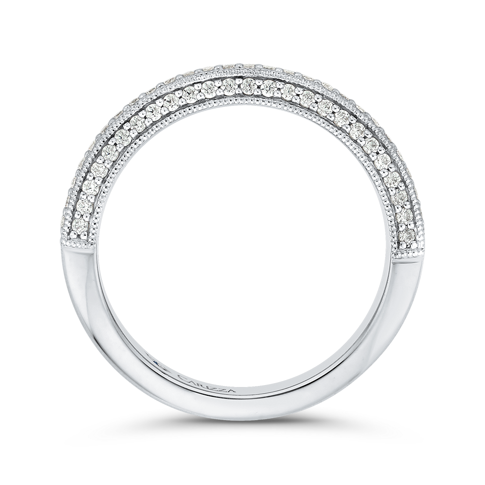 Round Diamond Half-Eternity Wedding Band in 14K White Gold