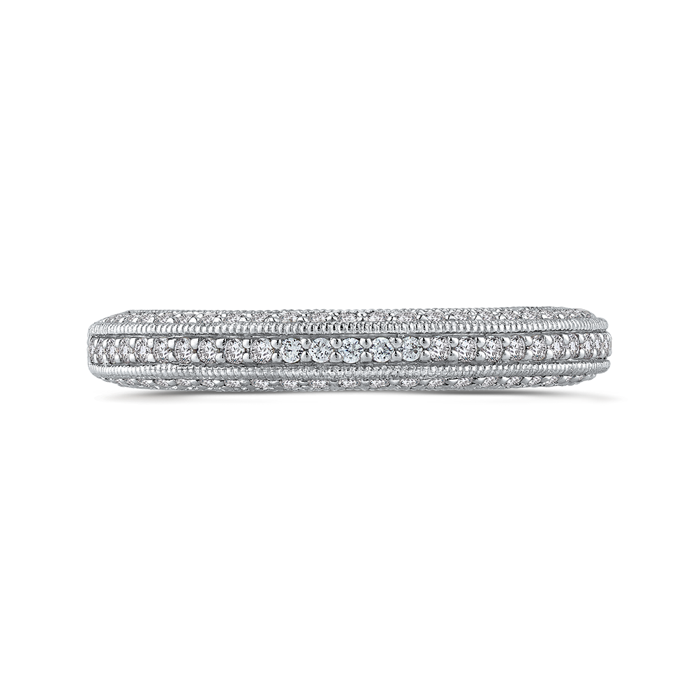 Round Diamond Half-Eternity Wedding Band in 14K White Gold