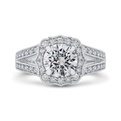 Split Shank Diamond Halo Engagement Ring in 14K White Gold (Semi-Mount)