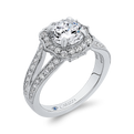 Split Shank Diamond Halo Engagement Ring in 14K White Gold (Semi-Mount)