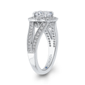 Split Shank Diamond Halo Engagement Ring in 14K White Gold (Semi-Mount)