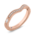 Round and Baguette Cut Diamond Wedding Band in 14K Rose Gold