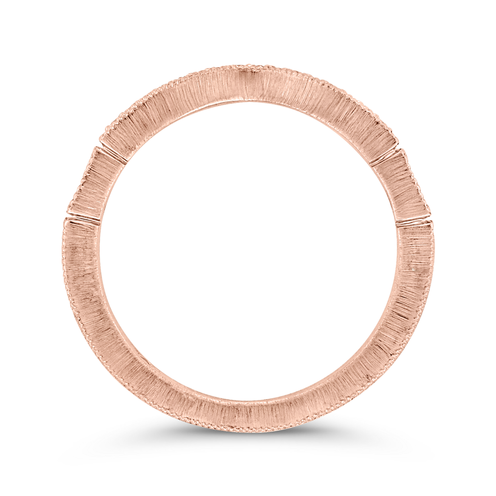 Round and Baguette Cut Diamond Wedding Band in 14K Rose Gold