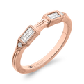 Round and Baguette Cut Diamond Wedding Band in 14K Rose Gold