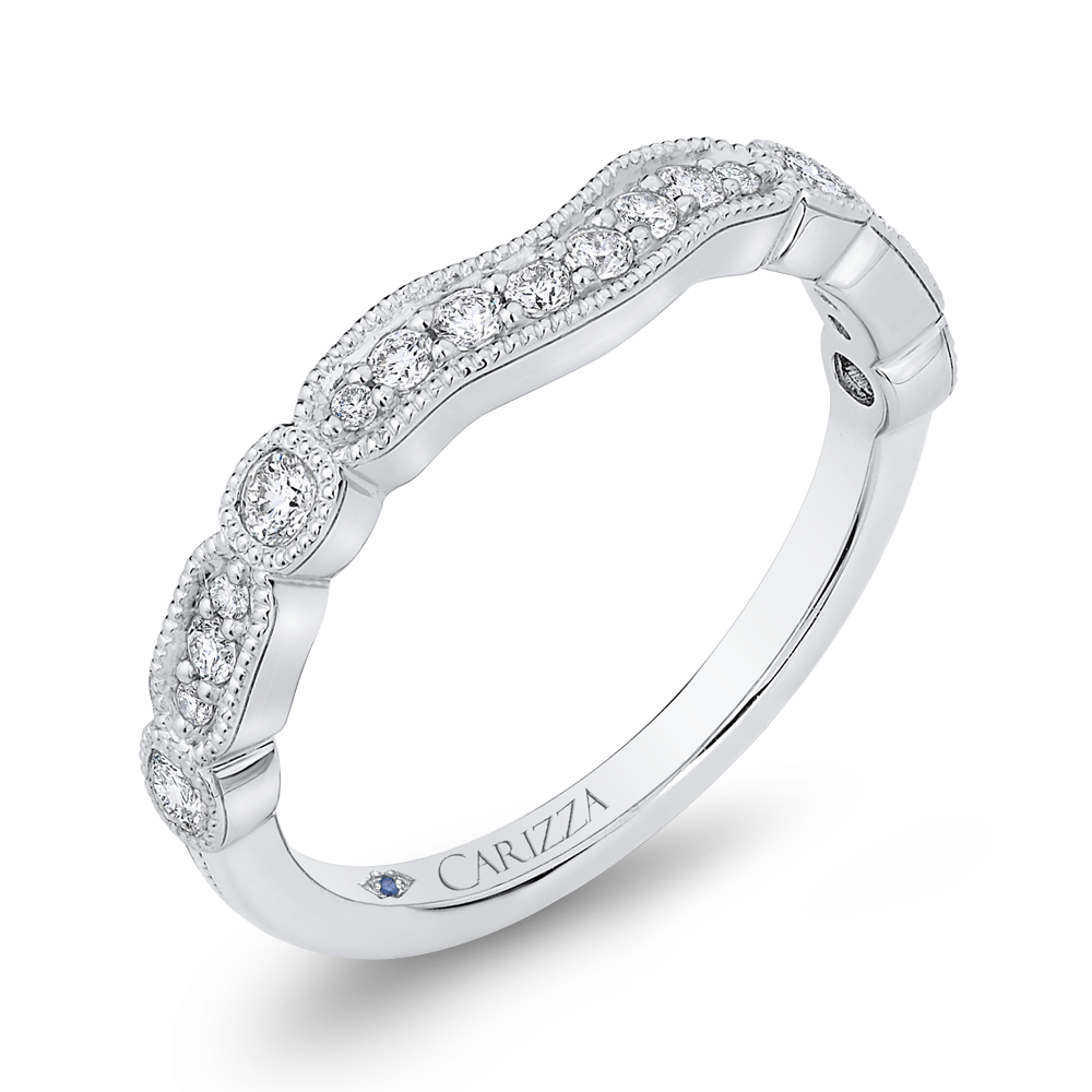 Round Diamond Half-Eternity Wedding Band in 14K White Gold