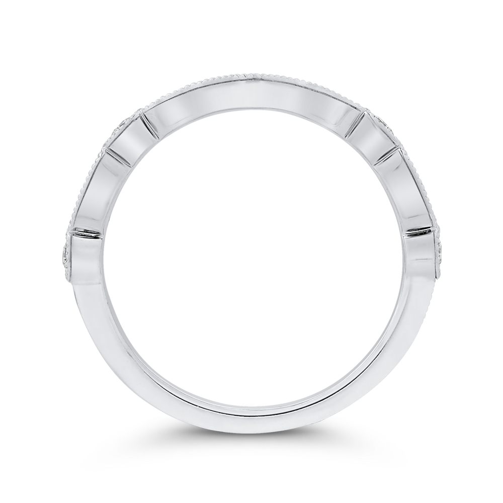 Round Diamond Half-Eternity Wedding Band in 14K White Gold