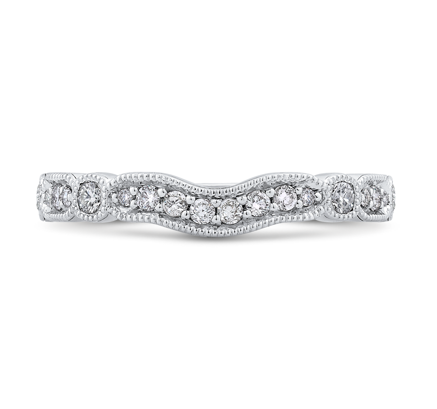Round Diamond Half-Eternity Wedding Band in 14K White Gold