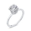 14K White Gold Round Cut Diamond Classic Engagement Ring (Semi-Mount)