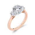 14K Two-Tone Gold Round Diamond Three-Stone Engagement Ring (Semi-Mount)