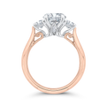 14K Two-Tone Gold Round Diamond Three-Stone Engagement Ring (Semi-Mount)