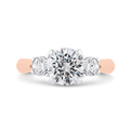 14K Two-Tone Gold Round Diamond Three-Stone Engagement Ring (Semi-Mount)