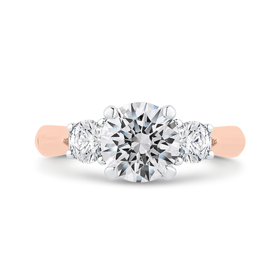 14K Two-Tone Gold Round Diamond Three-Stone Engagement Ring (Semi-Mount)