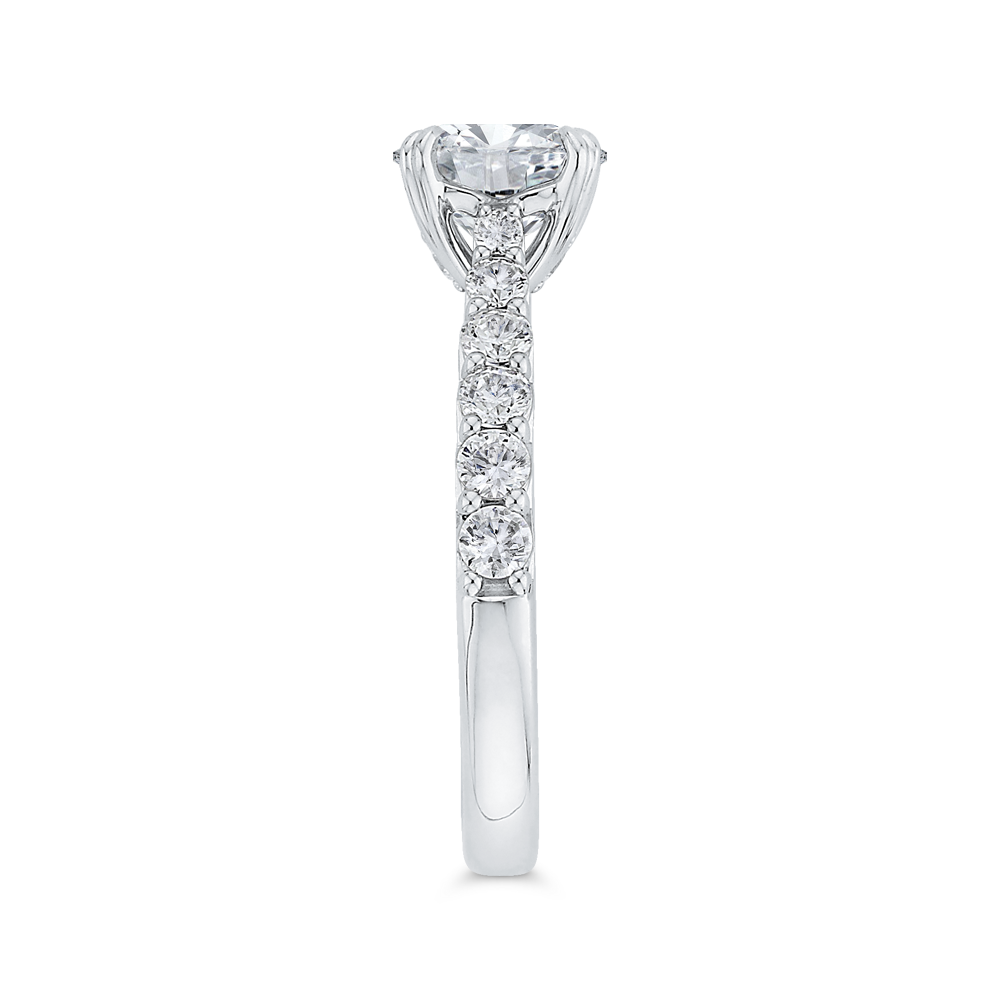 Round Diamond Engagement Ring In 14K White Gold (Semi-Mount)