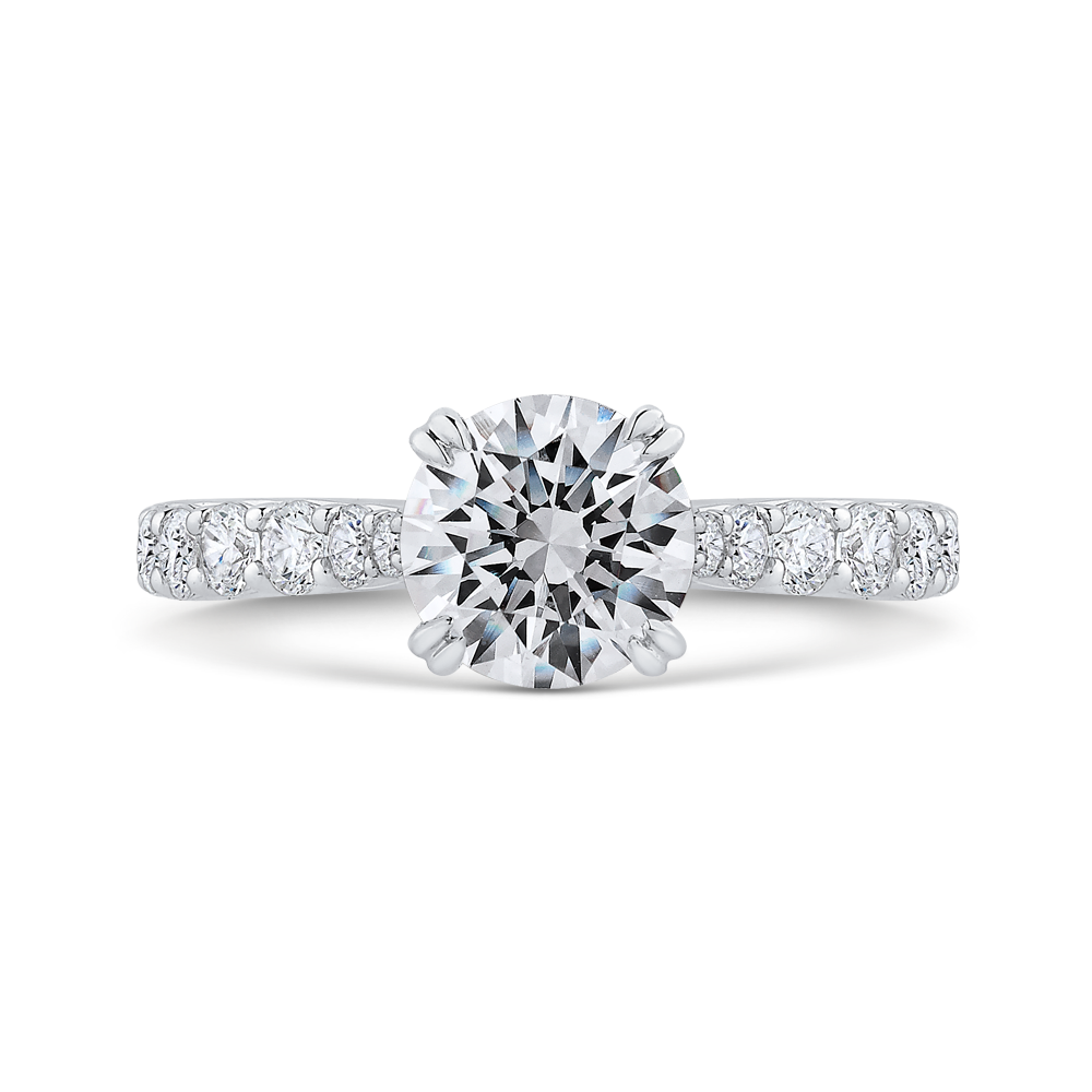 Round Diamond Engagement Ring In 14K White Gold (Semi-Mount)