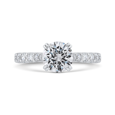 Round Diamond Engagement Ring In 14K White Gold (Semi-Mount)