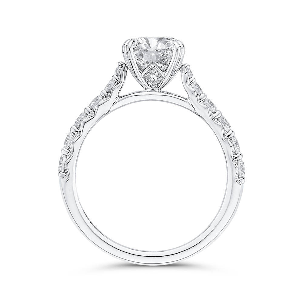 Round Diamond Engagement Ring In 14K White Gold (Semi-Mount)