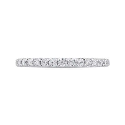 Round Diamond Half-Eternity Wedding Band in 14K White Gold