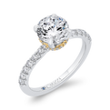 14K Two-Tone Gold Round Diamond Engagement Ring (Semi-Mount)