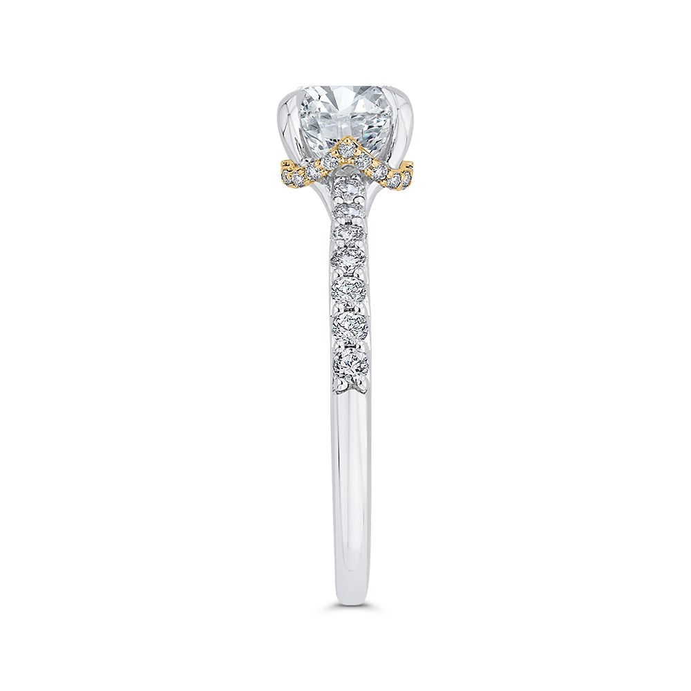 14K Two-Tone Gold Round Diamond Engagement Ring (Semi-Mount)