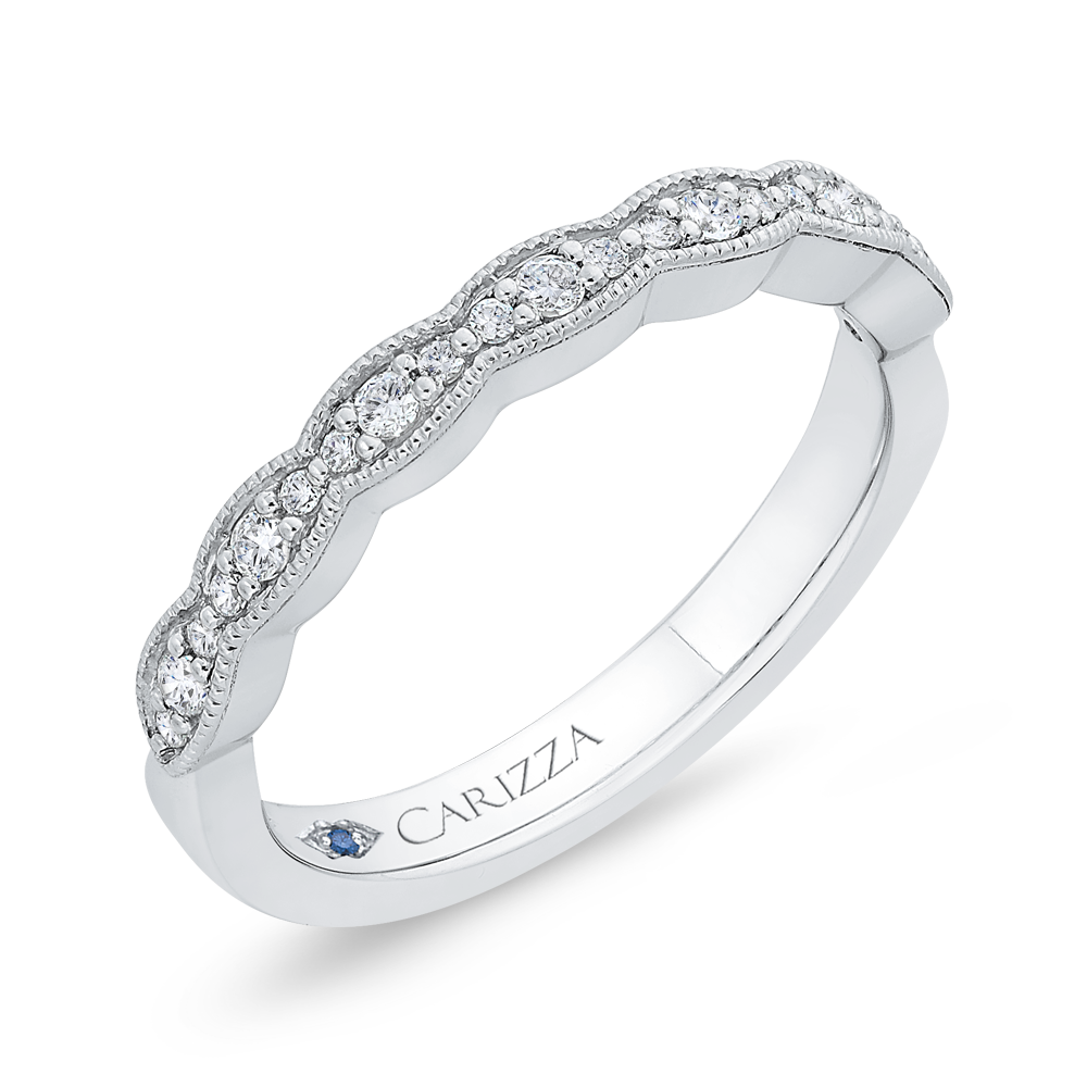 Round Diamond Half-Eternity Wedding Band in 14K White Gold
