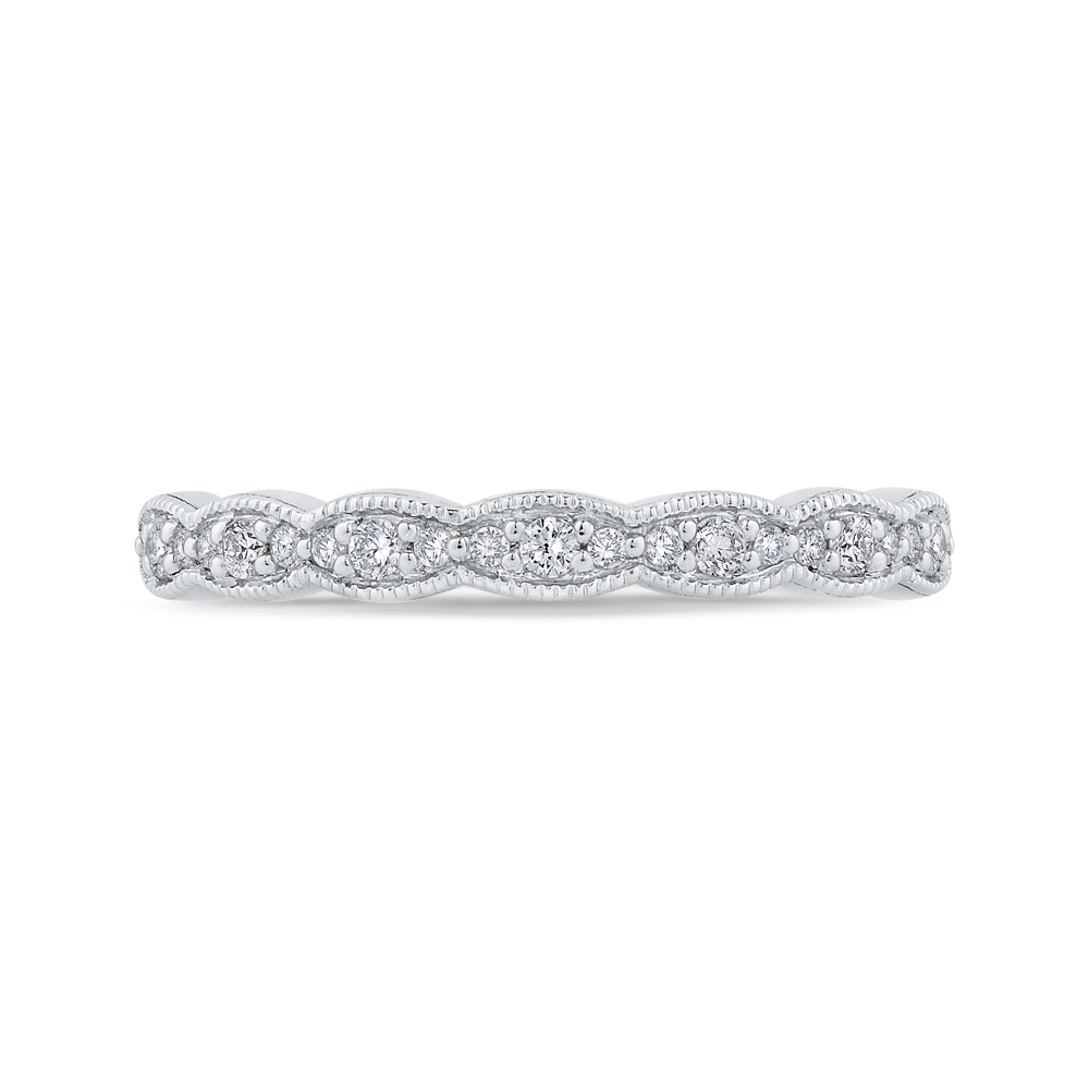 Round Diamond Half-Eternity Wedding Band in 14K White Gold