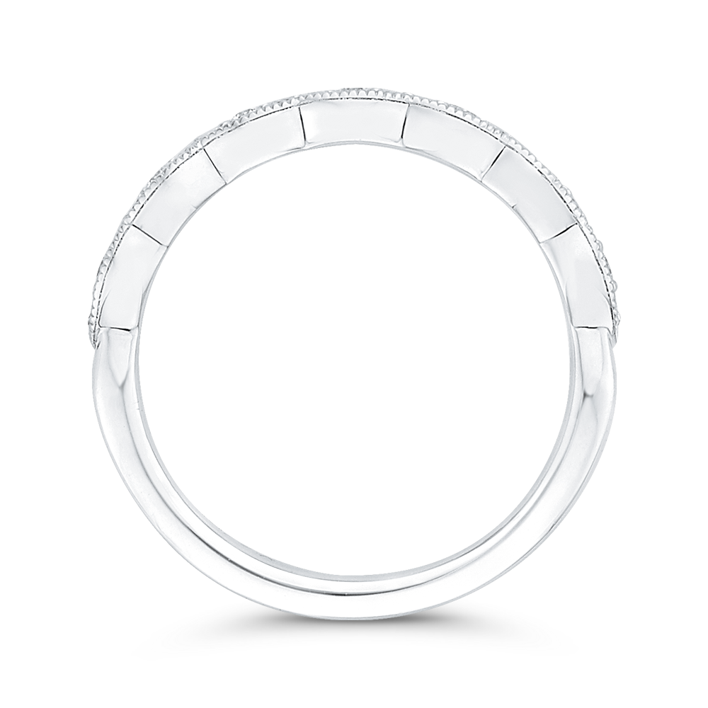 Round Diamond Half-Eternity Wedding Band in 14K White Gold