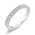 Euro Shank Round Diamond Half-Eternity Wedding Band in 14K Two Tone Gold