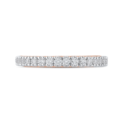 Euro Shank Round Diamond Half-Eternity Wedding Band in 14K Two Tone Gold