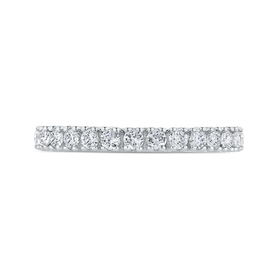Euro Shank Round Diamond Half-Eternity Wedding Band In in 14K White Gold