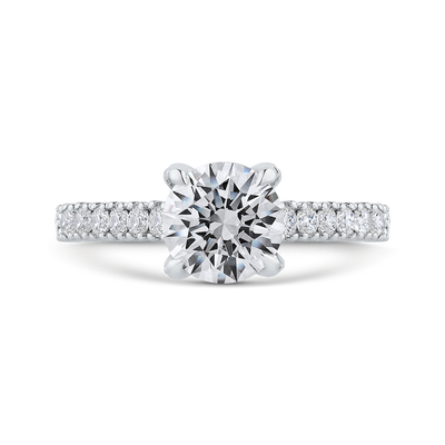 Euro Shank Round Diamond Engagement Ring in 14K White Gold (Semi-Mount)