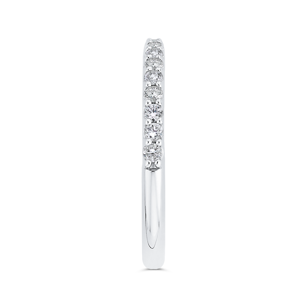 Round Diamond Half-Eternity Wedding Band in 14K Two Tone Gold