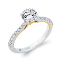 14K Two-Tone Gold Round Diamond Engagement Ring (Semi-Mount)