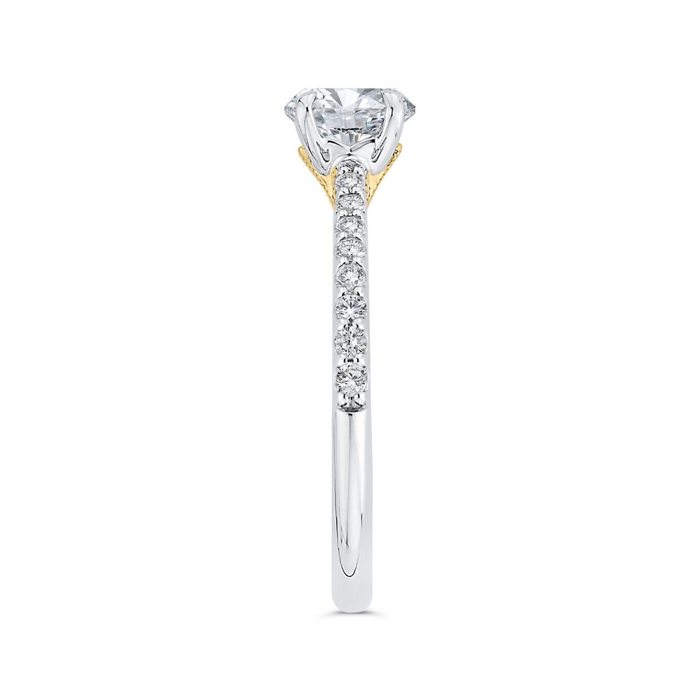 14K Two-Tone Gold Round Diamond Engagement Ring (Semi-Mount)