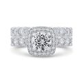Round Diamond Halo Engagement Ring in 14K White Gold (Semi-Mount)