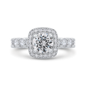 Round Diamond Halo Engagement Ring in 14K White Gold (Semi-Mount)