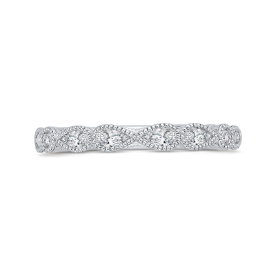 Pear Cut Round Diamond Half-Eternity Wedding Band in 14K White Gold