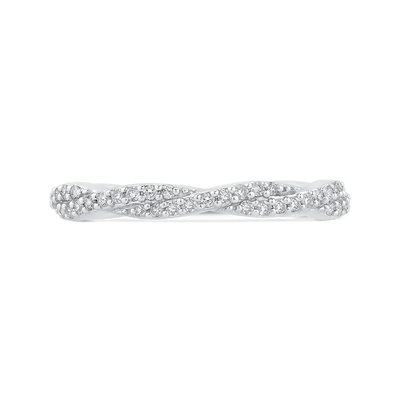 Diamond Crossover Shank Half-Eternity Wedding Band in 14K White Gold
