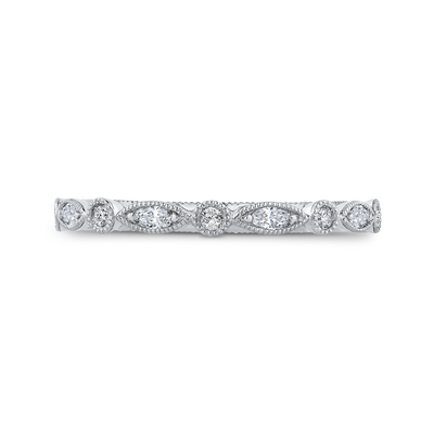 Round Diamond Half-Eternity Wedding Band in 14K White Gold