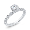 Round Diamond Engagement Ring In 14K White Gold (Semi-Mount)
