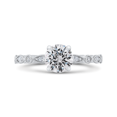 Round Diamond Engagement Ring In 14K White Gold (Semi-Mount)