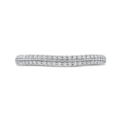 Round Diamond Half-Eternity Wedding Band in 14K Two Tone Gold