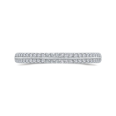 Round Diamond Half-Eternity Wedding Band in 14K Two Tone Gold