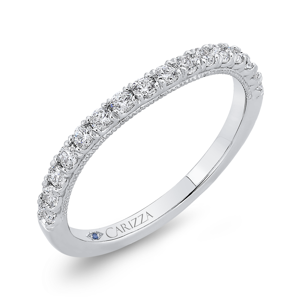 Round Diamond Half-Eternity Wedding Band in 14K White Gold