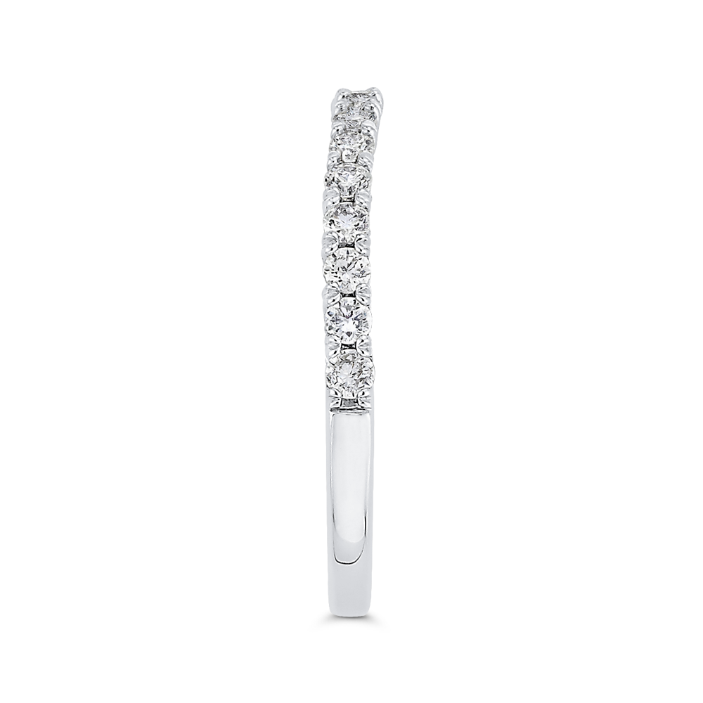 Round Diamond Half-Eternity Wedding Band in 14K White Gold