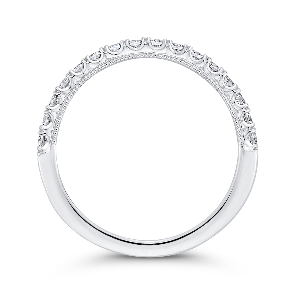 Round Diamond Half-Eternity Wedding Band in 14K White Gold